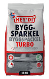 Förpackning märkt "HEY'DI Byggspackel Turbo" med 15 kg innehåll.