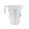 Plastmätskopa med handtag, graderad i milliliter och liter upp till 5000 ml.