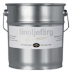En silverfärgad plåtburk med texten "linoljefärg" och "VIT TITAN-ZINK" i svart.
