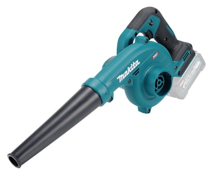 Blå och svart lövblås med ergonomiskt handtag, modell från Makita.