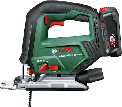 Sticksåg Bosch AdvancedSaw 18V-140 med batteri och borstlös motor.