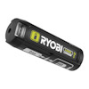 Cylindrisk, svart USB-laddningsbart lithiumbatteri med RYOBI-logotyp och kapacitetstext.