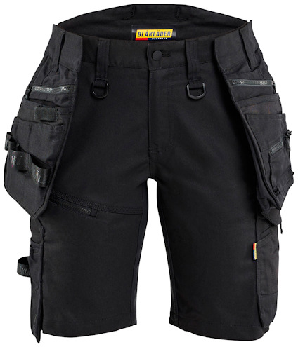 Svarta hantverksshorts med flera fickor och hållare. Märke: Blåkläder.