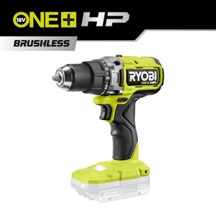 Grön och svart sladdlös borrskruvdragare med märket "Ryobi ONE+ HP Brushless 18V".