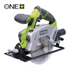 Grön och silver cirkelsåg av märket Ryobi med text "18V ONE+".