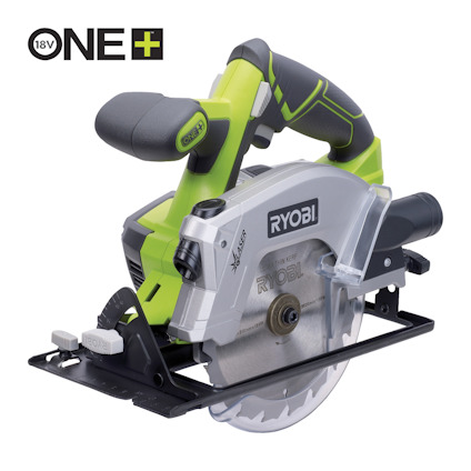 Grön och silver cirkelsåg av märket Ryobi med text "18V ONE+".