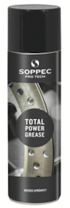 Sprayburk med etikett "Soppec Pro Tech Total Power Grease".