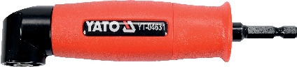 Röd och svart YATO vinkelborradapter, modell YT-04631.