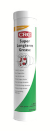 Cylinderformad behållare med etiketten "CRC Super Longterm Grease" och illustration av en kugghjul.