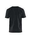 Svart t-shirt sedd bakifrån mot vit bakgrund.