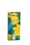 Förpackning för IFÖ ECO säkring 25A, fri från bly och kadmium, 500V. Gul blomma och gröna blad på design.