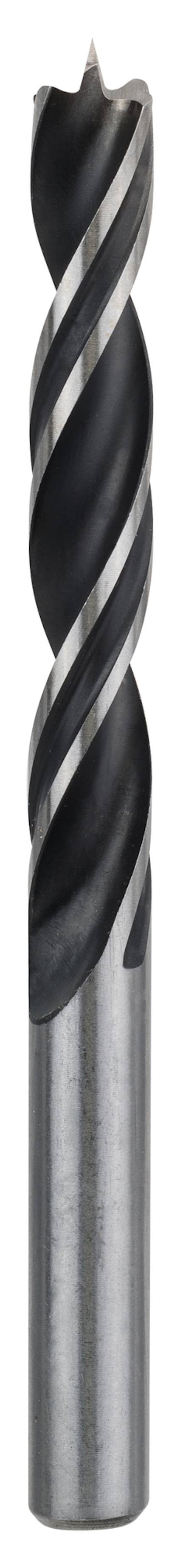 Spiralborr med svart och metallfärgad ytbehandling.