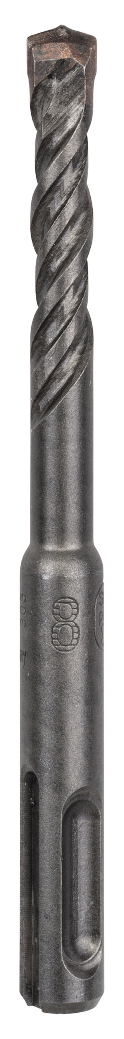 Borr med spiralformade räfflor och mörk metallisk yta.