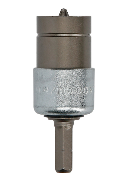 En metallhålslagare med sexkantigt fäste och ingraverad text: "40004MW".