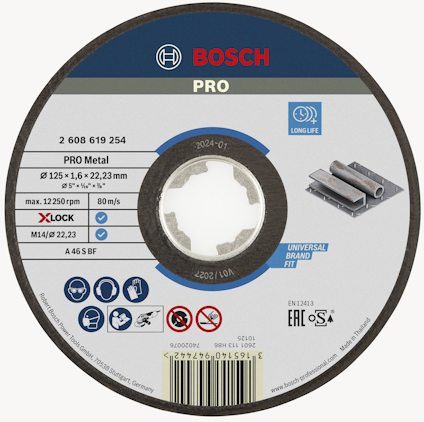 Bosch Pro Metal kapskiva, 125x1,6x22,23 mm, X-Lock, 80 m/s, A 46 S BF.