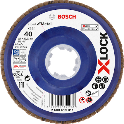 Sliprondell Bosch Expert for Metal X-LOCK, 115x22,23 mm, kornstorlek 40.