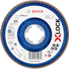 Sliptrissa med "XLOCK" logga, Bosch märke, modell X551, diameter 125x22,23 mm, för metall, hastighet 80 m/s, korngrovlek 80.