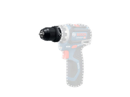 Borrchuck, Bosch Professional, delvis genomskinlig visning för kompatibilitet med borrmaskin.