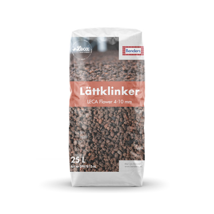 Säck med Lättklinker från Benders, innehåll 25 liter, LECA Flower 4-10 mm.
