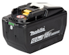Svart Makita 18V litiumjonbatteri, 12,0Ah, med vit och gul kontakt och grön batterinivåindikator.
