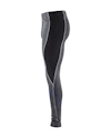 Grå och svarta långa träningsleggings i stretchigt material med blå sömmar och midjeband.