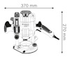 Illustration av en Bosch Professional-router med måtten 370 mm x 270 mm angivna.