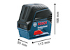 Laserpass Bosch GCL 2-15 med måtten 112 mm x 55 mm x 106 mm och text "Bosch Professional GCL 2-15".
