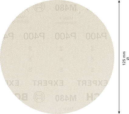 Kretsformad slippapper med texten "P400" och "EXPERT", 125 mm i diameter.