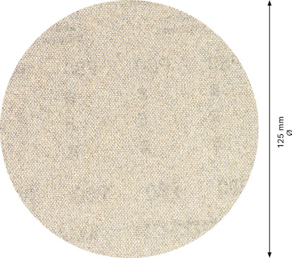 Rund sliprondell, beige sandpapper, 125 mm i diameter.