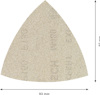 Triangelformat sandpapper med måtten 93 mm x 93 mm.
