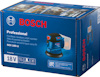 Förpackning för Bosch Professional 18V akku-excenterslip GEX 185-LI, med illustration av slipmaskinen.