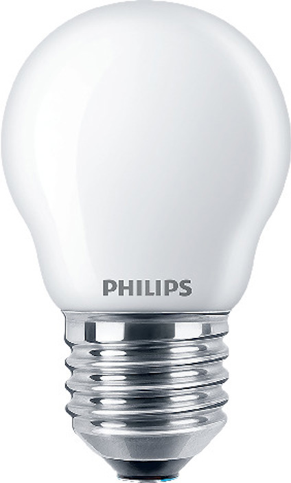 LED-lampa med E27-sockel och märke "PHILIPS" på glaset.