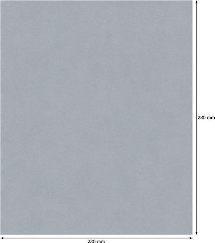 Grått rektangulärt papper, dimensioner: 230 mm x 280 mm.