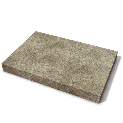 Rektangulär grågrön stenplatta med naturlig textur.