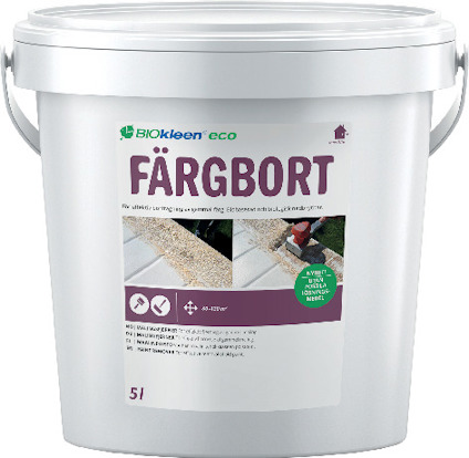 Hink med etikett "FÄRGBORT" för borttagning av färg, 5 liter, från Biokleen eco.