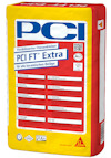 Förpackning av PCI FT Extra kakellim med text och symboler på tyska.