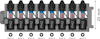 Philips bits PH2 i ett plastfoder med Bosch logotyp. Totalt 10 bits, 25 mm långa.