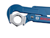 Ställbar skiftnyckel med blått handtag och Bosch-logotyp.