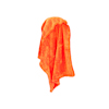 Orange torkduk hängt mot vit bakgrund.