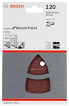 Sats med Bosch slipark för trä och färg, kornstorlek 120, produktkod 2 608 607 409-720.