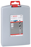 Grå förpackning med handtag, Bosch HSS PointTeQ borrset, storlek 1-10 mm, 19 delar.