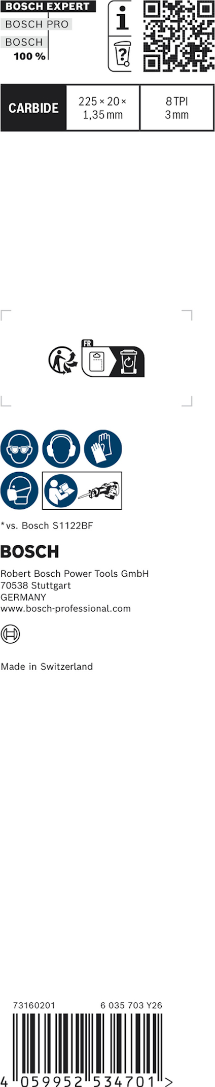 Förpackning med Bosch Expert kapskiva för metall, dimensioner 230 x 3,0 x 22,23 mm.