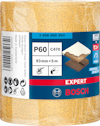 Sandpapper Bosch Expert P60 C470, 93mm x 5m, visad med etikett och ikoniska symboler för användning.