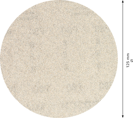 Rund, texturerad skiva med en diameter på 125 mm.