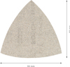 Sandpappersark i trekantig form, mått 93 mm x 93 mm.