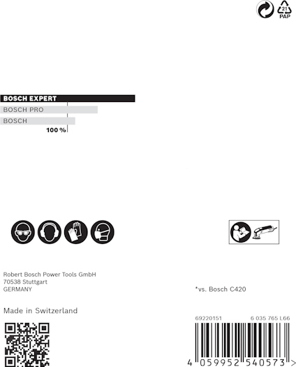 Förpackning med streckkod, text "Robert Bosch Power Tools GmbH" och QR-kod.