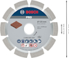 Diamantkapskiva från Bosch, 125 mm i diameter, max hastighet 12250 rpm. Inga personliga skyddsinstruktioner visas.