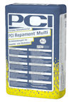 Gul förpackning med texten "PCI Pavifix DM" och instruktioner på flera språk.