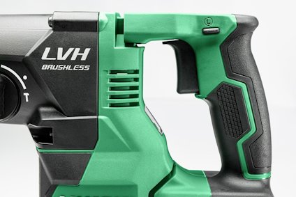 Grön och svart sladdlös borrhammare med texten "LVH BRUSHLESS" på sidan.
