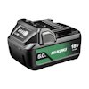 Batteri av märket HiKOKI, 18V Li-ion, kapacitet 5,0 Ah, svart och grönt i färg.